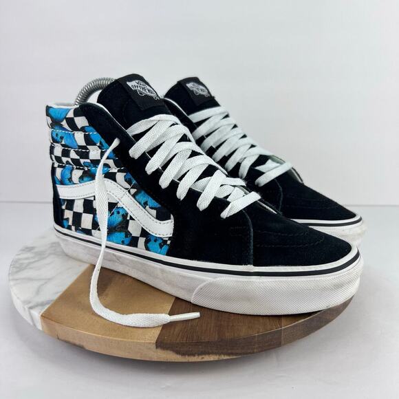 EUC Vans Sk8-Hi Butterfly Checkered Black & White Hi Top Skate Women 7.5 Men 6 - Picture 1 of 10
